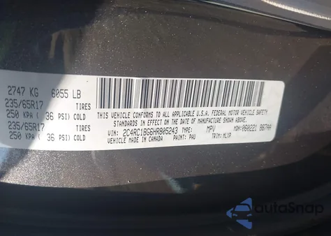 2017 Chrysler Pacifica Touring-L z USA, uszkodzony, nr VIN 2C4RC1BG6HR805243